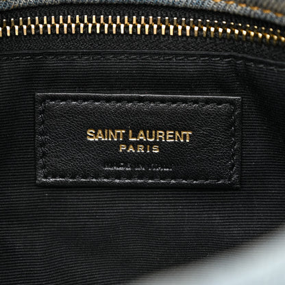 Saint Laurent Denim Quilted Toy Loulou Puffer Monogram Chain Satchel Blue Cinnamon 6 of 11