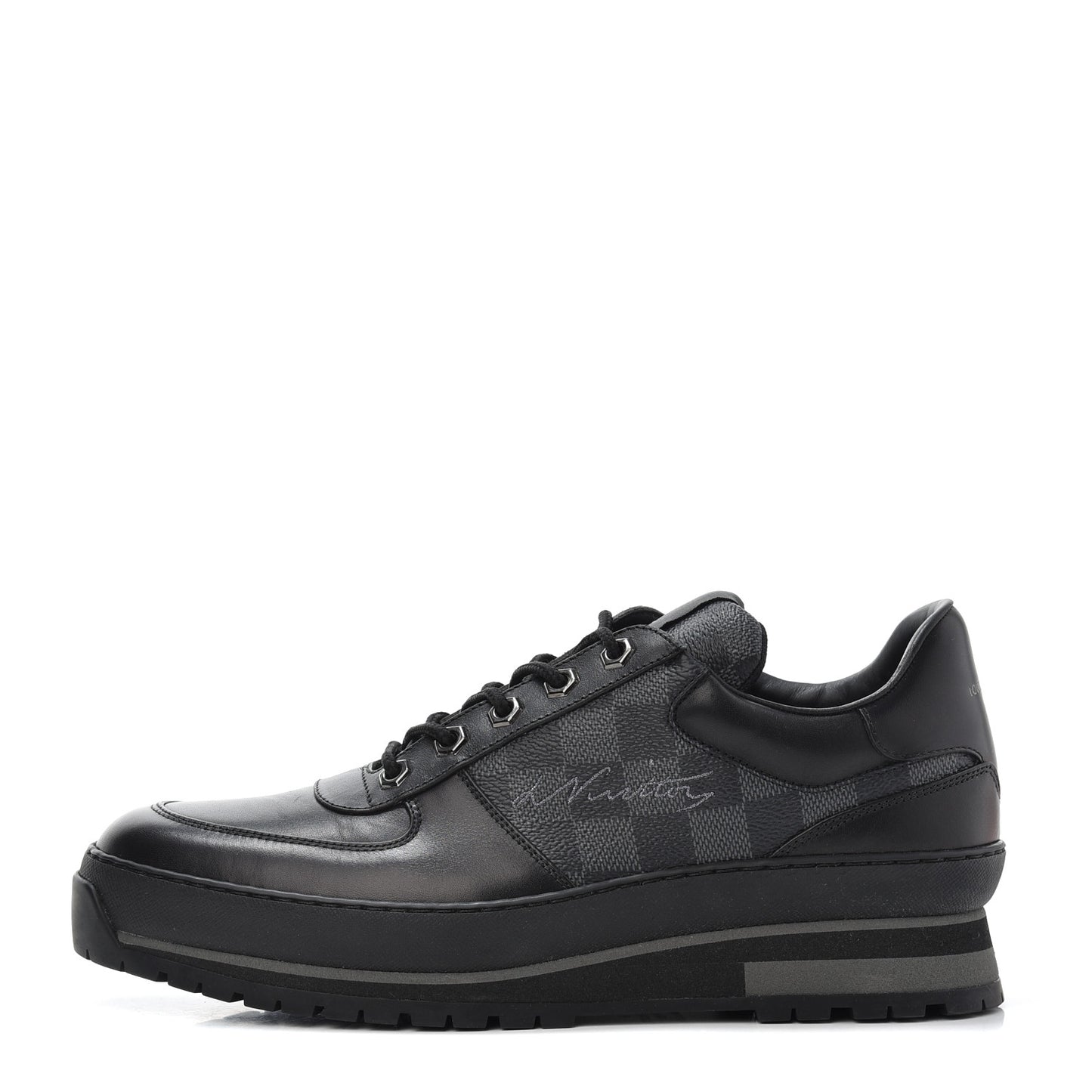 Calfskin Damier Graphite Mens Harlem Sneakers 7 Black