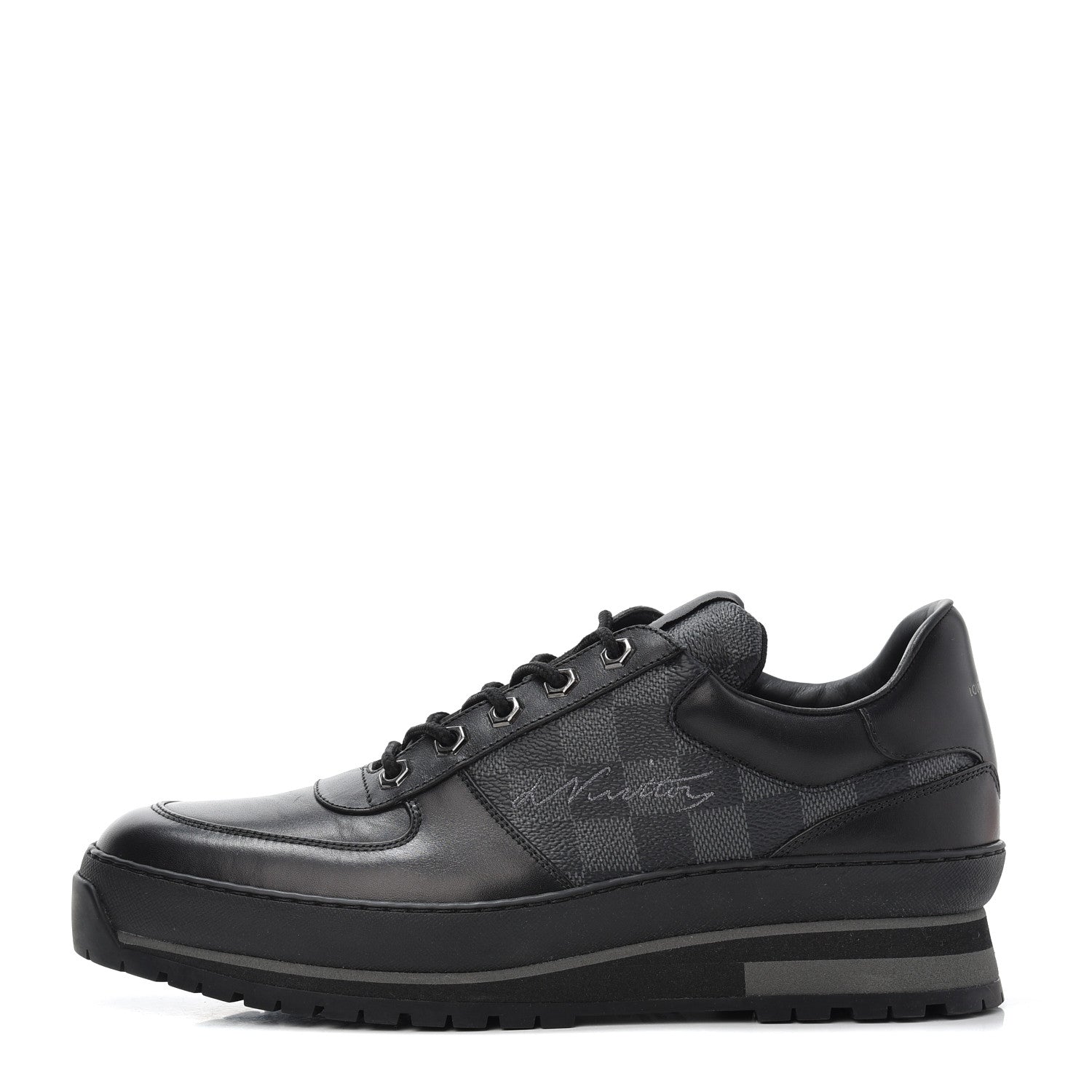 Louis Vuitton Calfskin Damier Graphite Mens Harlem Sneakers 7 Black 1 of 9