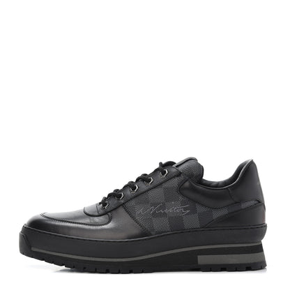 Louis Vuitton Calfskin Damier Graphite Mens Harlem Sneakers 7 Black 1 of 9