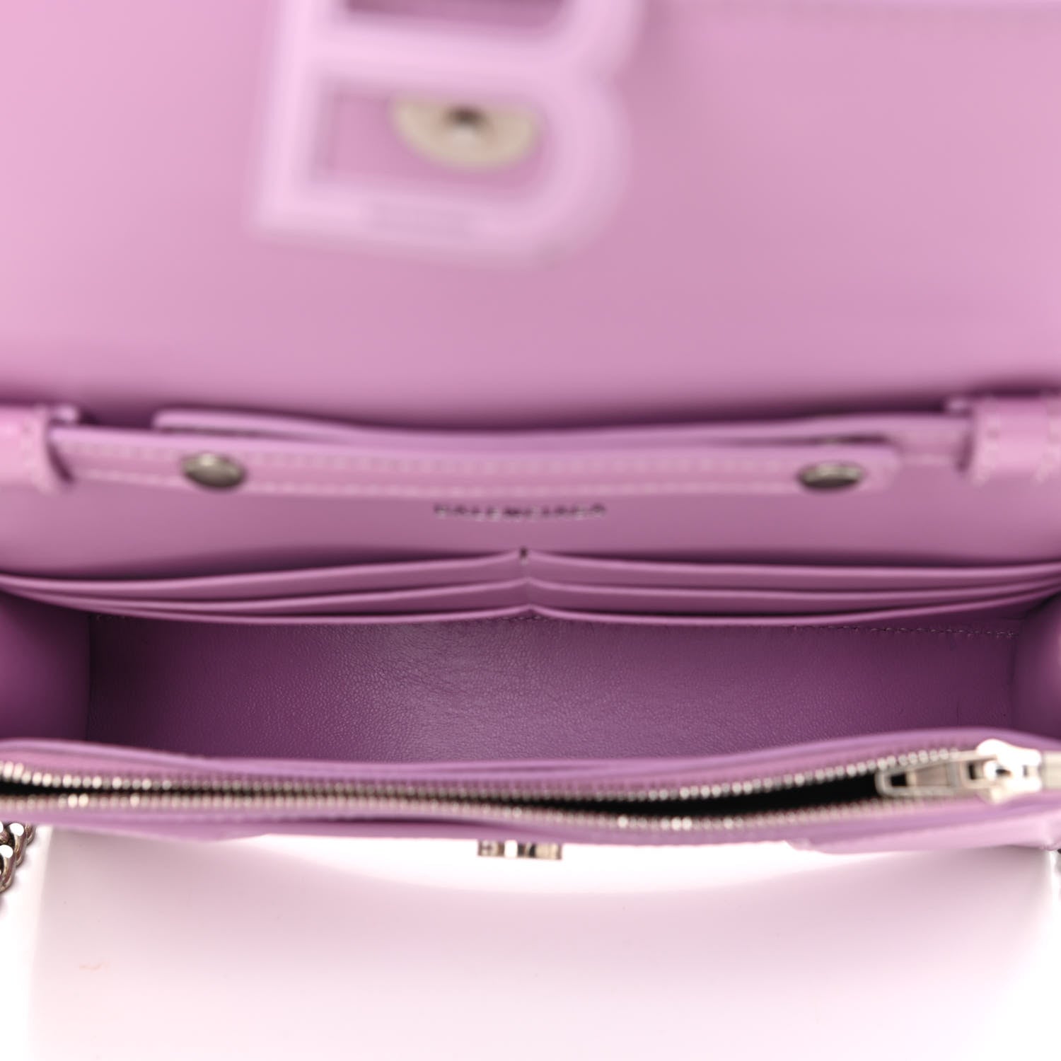 Balenciaga Shiny Box Calfskin Tonal B Hourglass Chain Bag Liliac 5 of 8