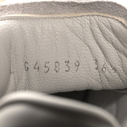 Chanel Shiny Calfskin Suede Quilted CC Logo Sneakers 36.5 White 7 of 9