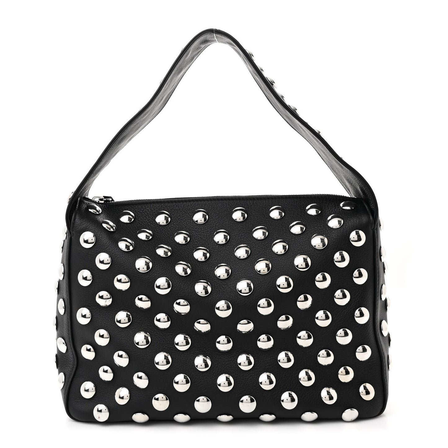 Pebbled Sport Calfskin Studded Elena Black