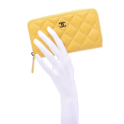 Chanel Caviar Quilted Small Zip Around Wallet Yellow 2 of 12