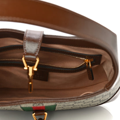 Gucci GG Supreme Monogram Azalea Calfskin Web Small Jackie 1961 Hobo Beige Ebony Brown Sugar 5 of 12