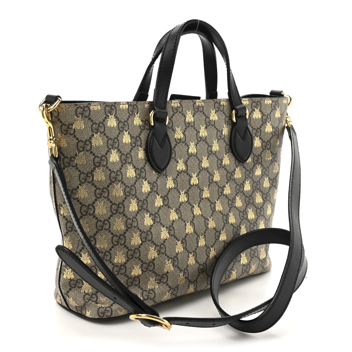 Soft GG Supreme Monogram Bees Small Crossbody Tote Beige Oro Black