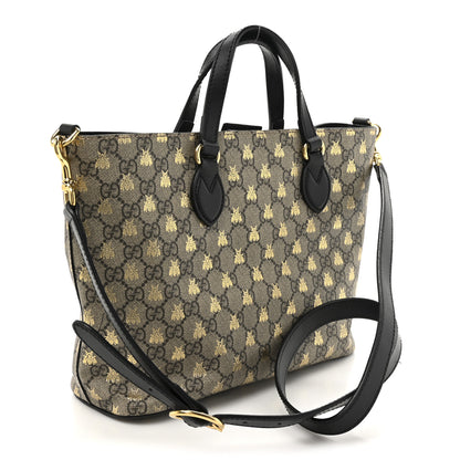 Gucci Soft GG Supreme Monogram Bees Small Crossbody Tote Beige Oro Black 3 of 13