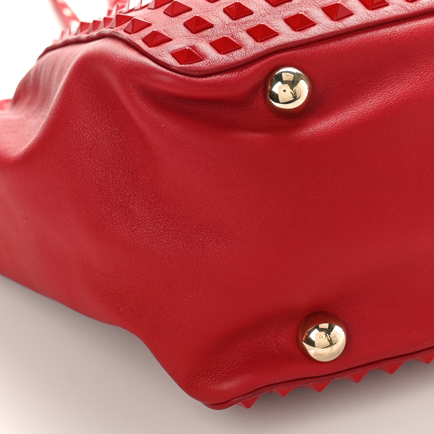 Valentino Garavani Vitello Monochrome Small Rockstud All Over Tote Rosso Valentino 8 of 9