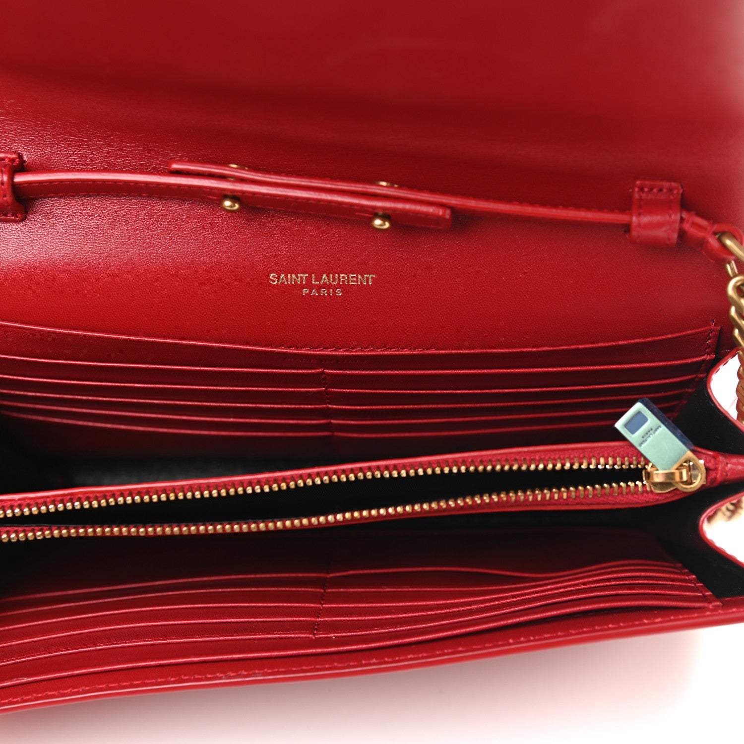 Saint Laurent Patent Calfskin Monogram Kate Wallet On Chain Rouge Eros 5 of 12