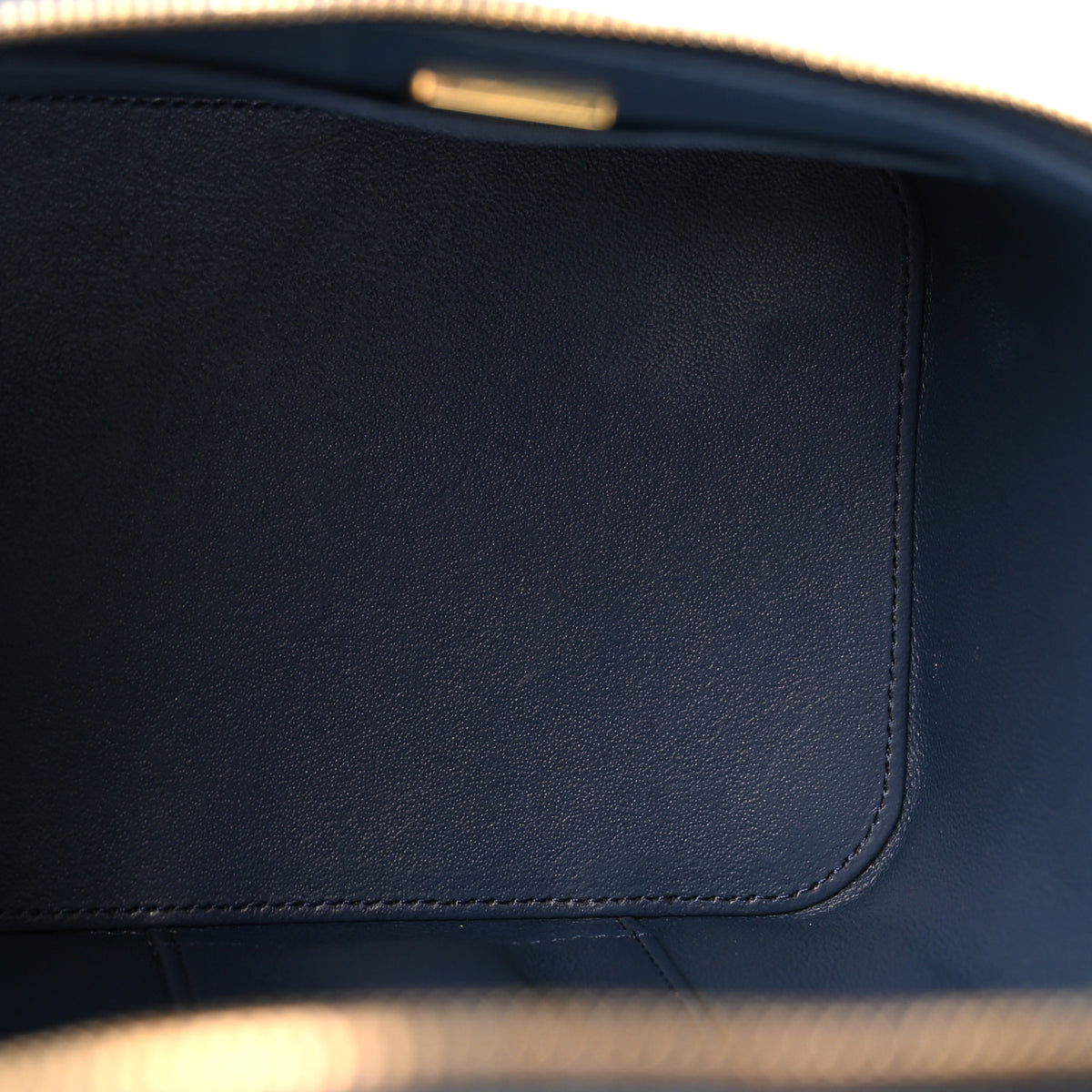 Caviar Quilted Small Top Handle Vanity Case With Chain Navy Blue