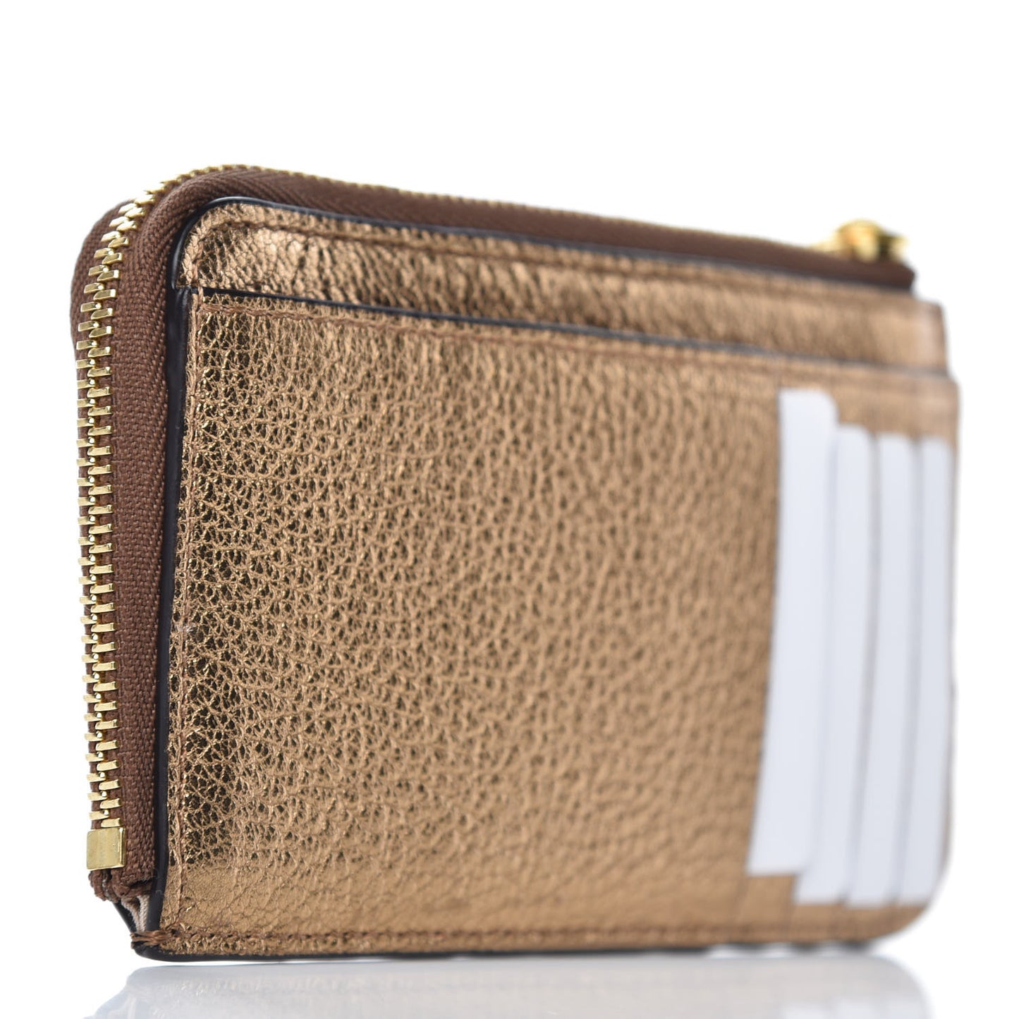 Metallic Goatskin Alphabet Purse Wallet Gold
