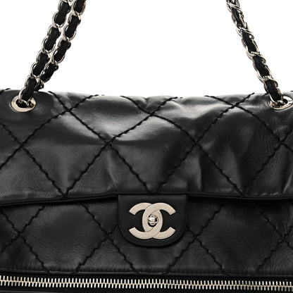 Chanel Calfskin Stitched Large Expandable Flap Bag Black 8 of 11