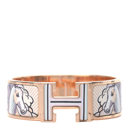 Hermes Enamel Pegase Pop Wide Clic Clac H Bracelet L Sable Soie 1 of 4