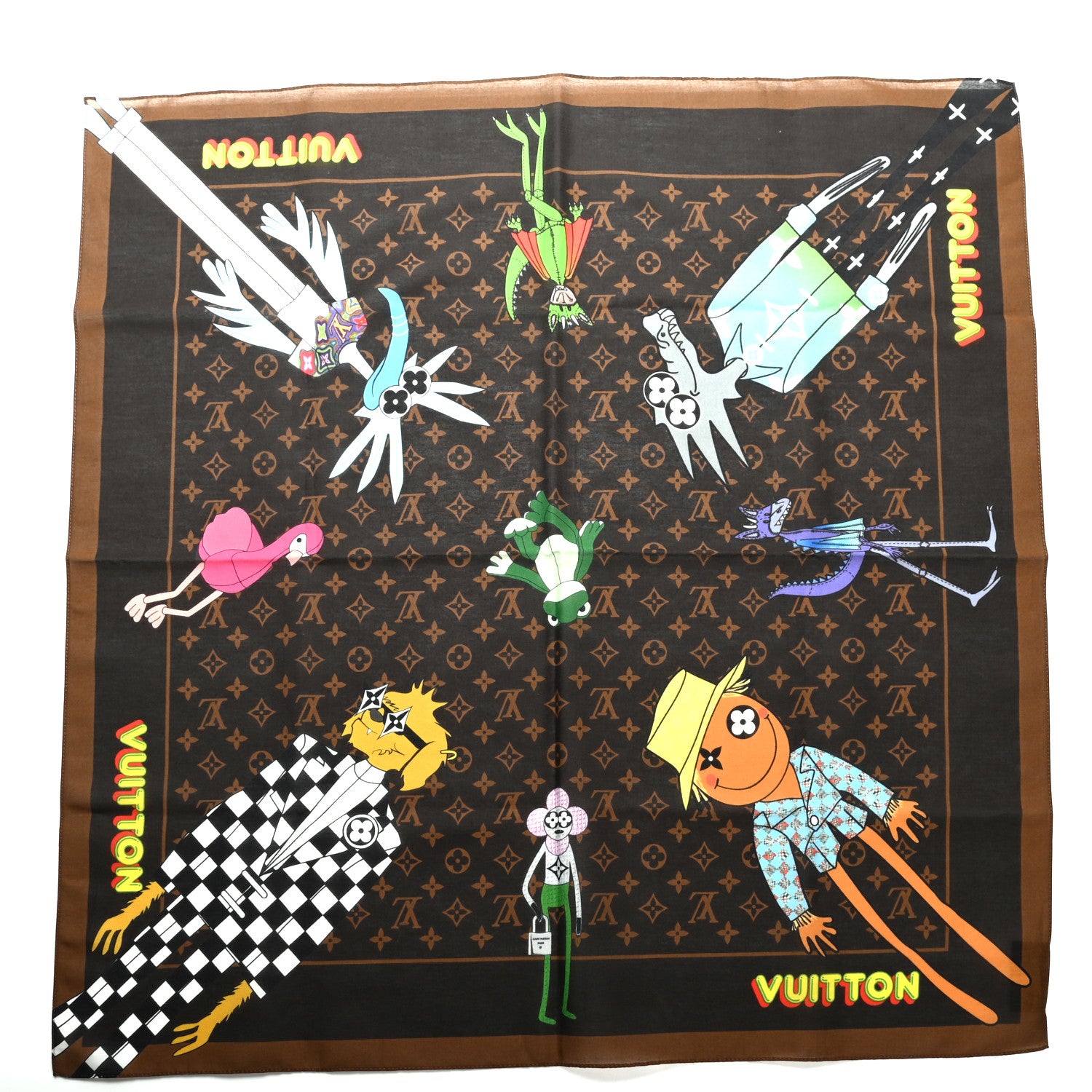Louis Vuitton Cotton Silk Monogram LV Friends Face Mask Bandana Set Brown 3 of 5