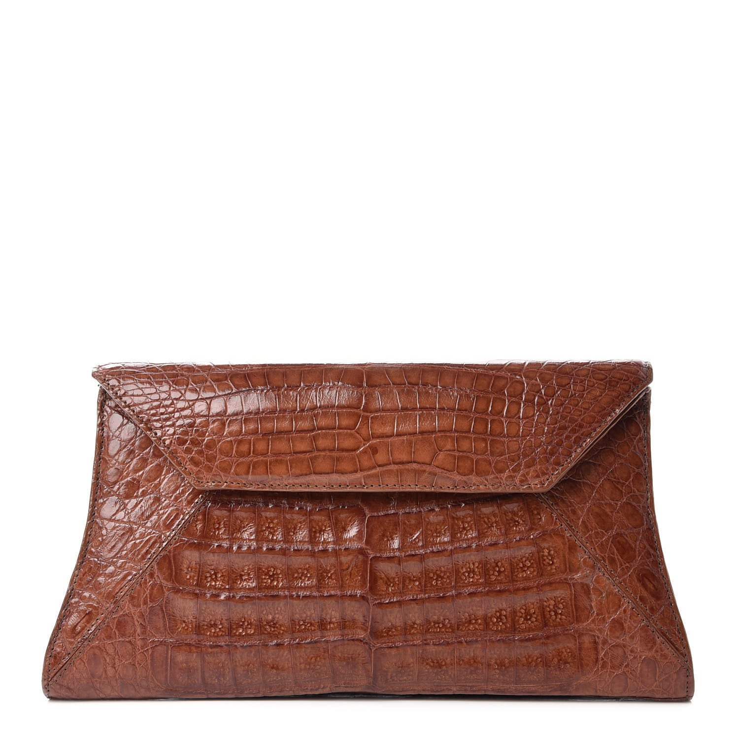 Nancy Gonzalez Crocodile Envelope Clutch Brown 1 of 8