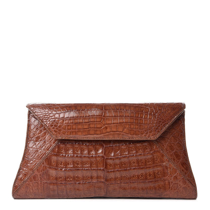 Nancy Gonzalez Crocodile Envelope Clutch Brown 1 of 8