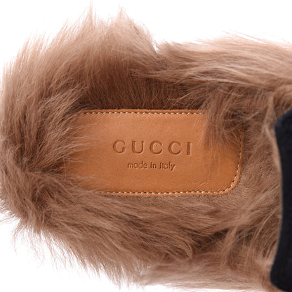 Gucci Velvet Fur Womens Princetown Slippers 37.5 Black 7 of 8
