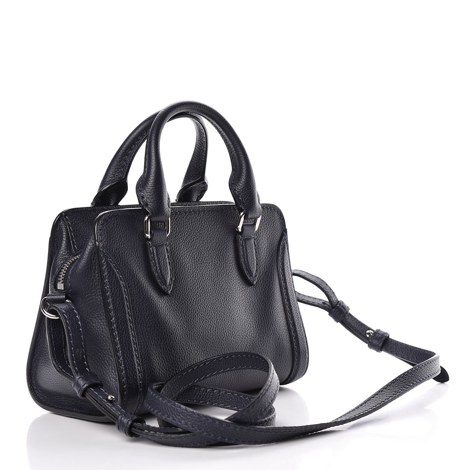 Alexander McQueen Pebbled Calfskin Mini Padlock Navy 3 of 11