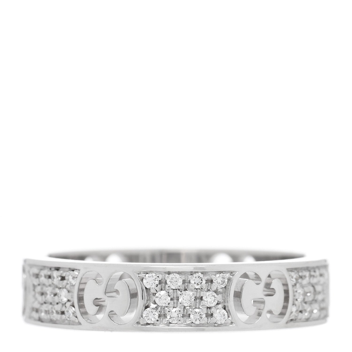 Gucci 18K White Gold Diamond Icon Stardust Band Ring 53 6.5 1 of 5