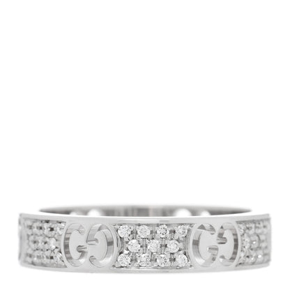 Gucci 18K White Gold Diamond Icon Stardust Band Ring 53 6.5 1 of 5