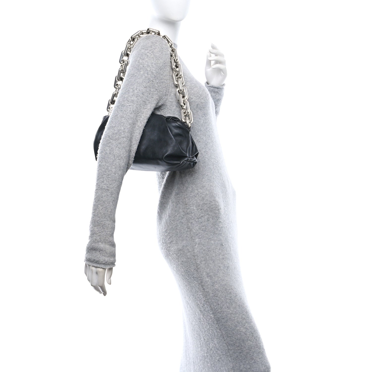 Bottega Veneta Calfskin The Pouch Chain Black 2 of 11