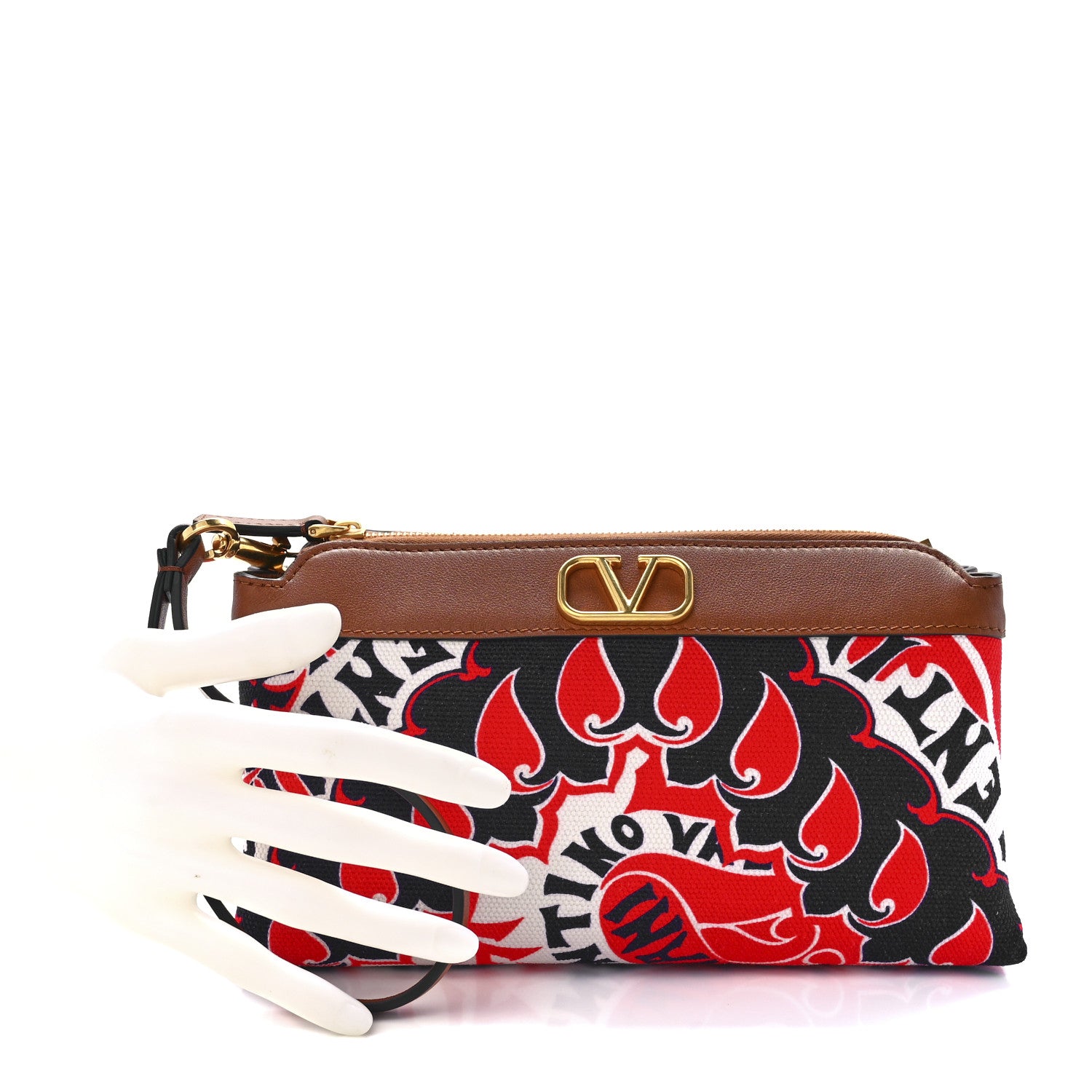 Valentino Garavani Calfskin Canvas VLogo Archive Manifesto Bandana Print Red Multicolor 2 of 10