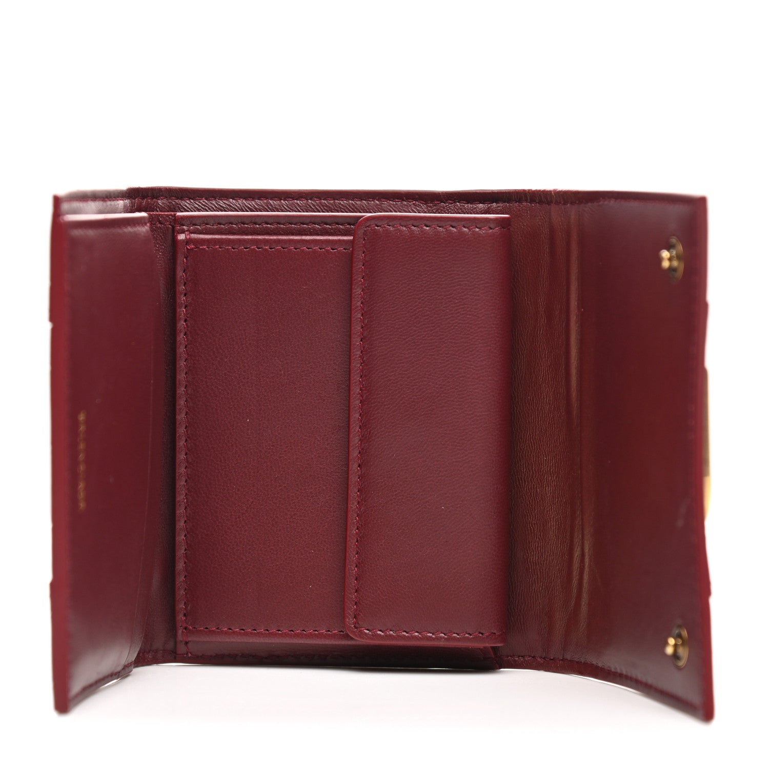 Balenciaga Shiny Calfskin Crocodile Embossed Hourglass Compact Wallet Dark Red 5 of 7
