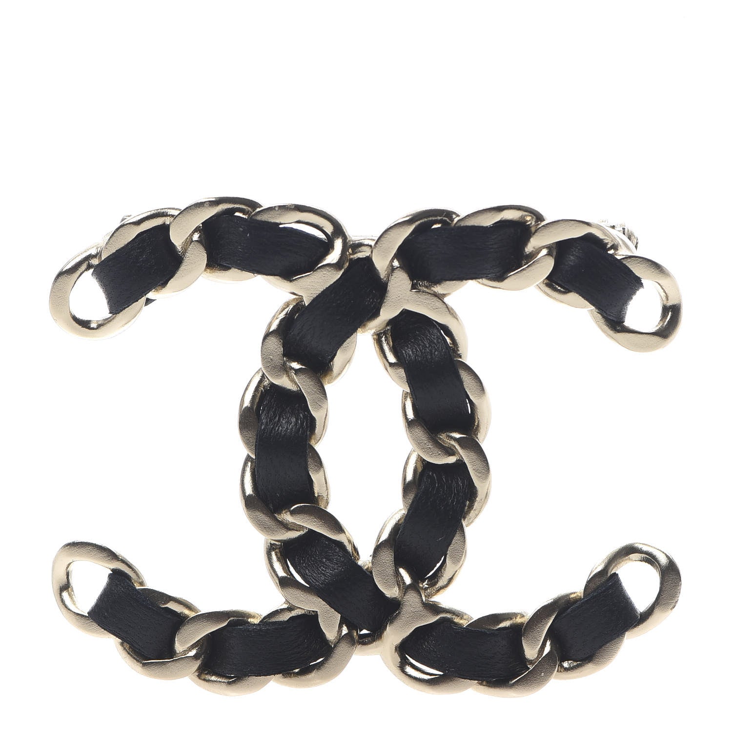 Chanel Lambskin Chain CC Brooch Black Gold 1 of 4