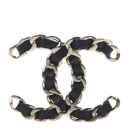 Chanel Lambskin Chain CC Brooch Black Gold 1 of 4