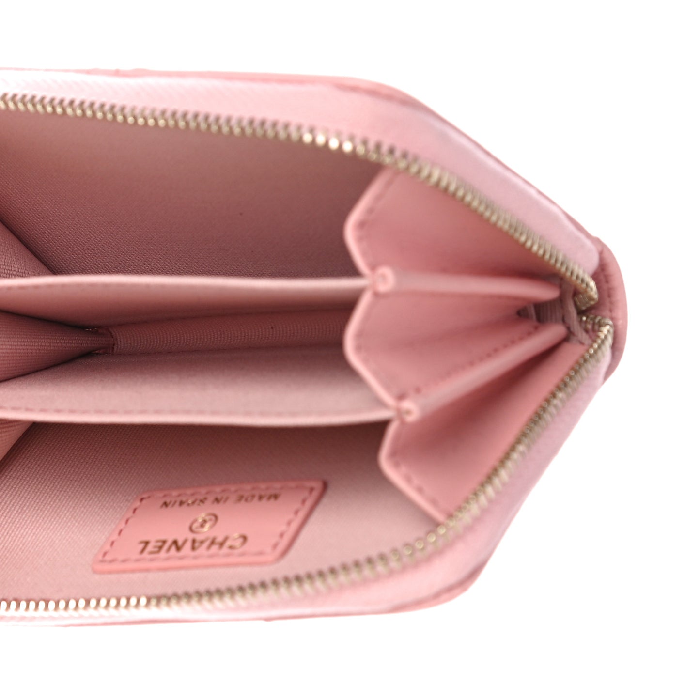 Lambskin Quilted Chanel 19 Zip Around Coin Purse Wallet Light Pink