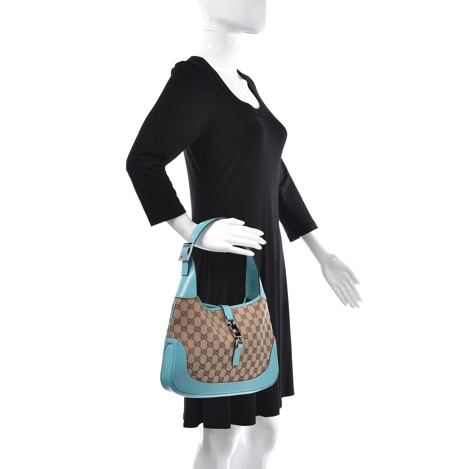 Gucci Monogram Small Jackie O Hobo Turquoise 2 of 7