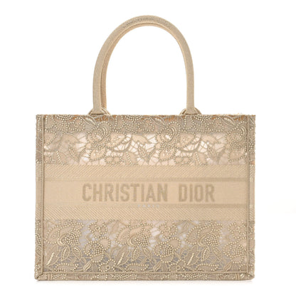 Christian Dior Transparent Metallic Embroidered Mesh Macrame Medium Book Tote Gold 1 of 10