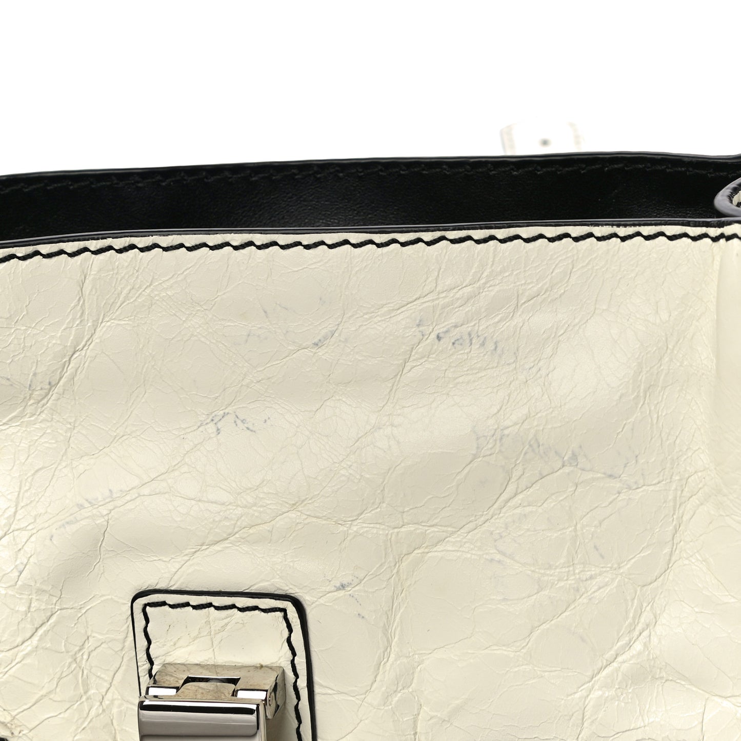 Crinkled Calfskin PS1 Mini Zip Crossbody White