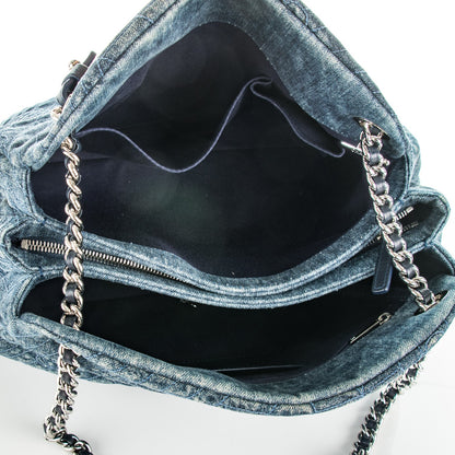 Chanel Denim Camellia Embroidered Large Just Mademoiselle Blue 5 of 7