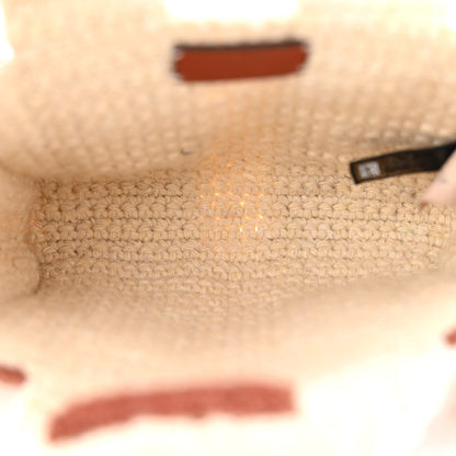 Chloe Crochet Mini Woody Ribbon Tote White Brown 5 of 10