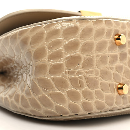 Versace Calfskin Crocodile Embossed Greca Goddess Mini Top Handle Bag Grey 8 of 9