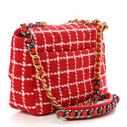 Chanel Tweed Quilted Medium Chanel 19 Flap Red White 3 of 10