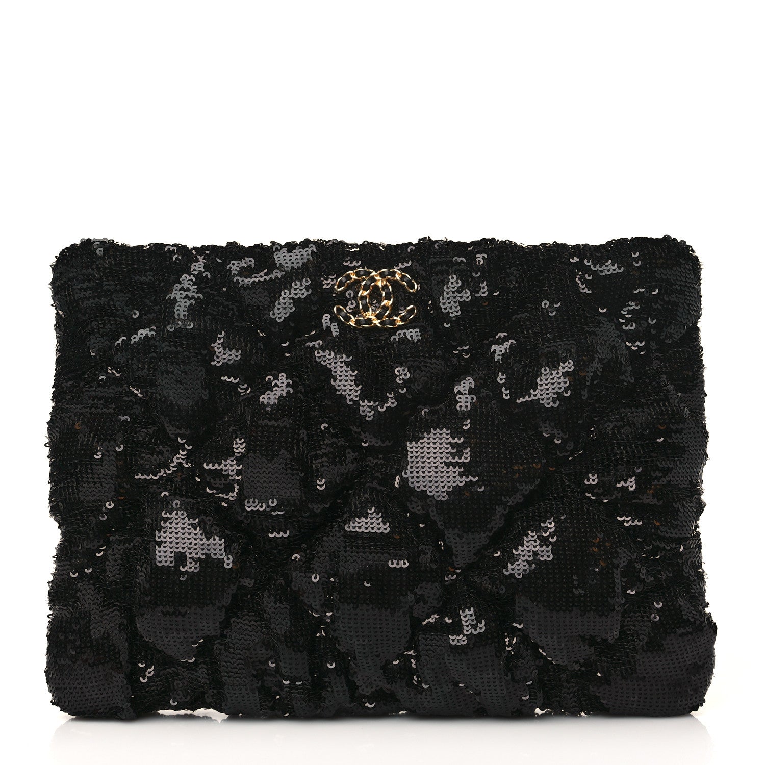 Chanel Sequins Quilted Large Chanel 19 Pouch Black 1 of 9