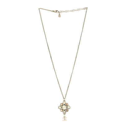 Chanel Crystal CC Drop Pendant Necklace Silver 3 of 5