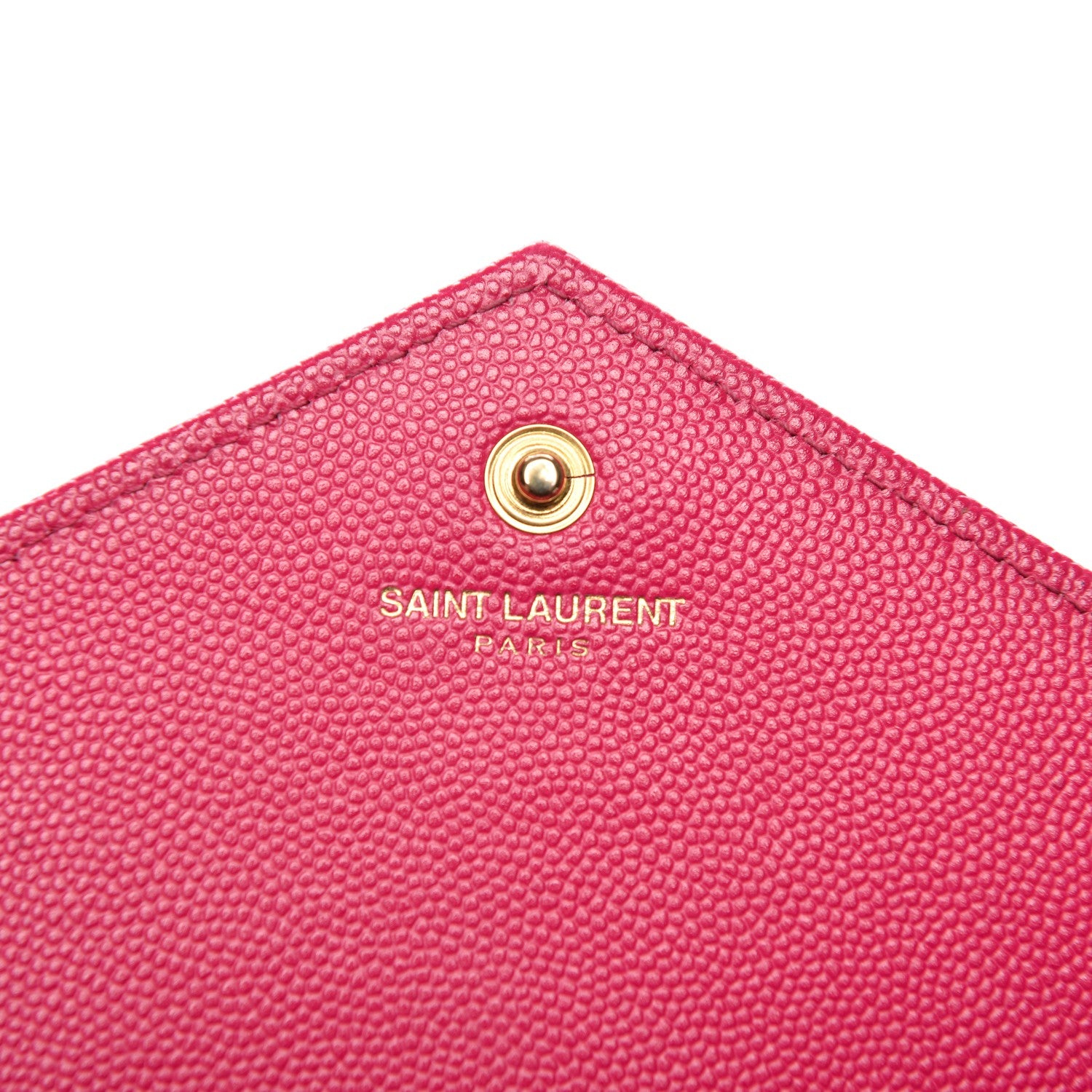 Saint Laurent Grain De Poudre Matelasse Chevron Monogram Chain Wallet Lipstick Fuchsia 5 of 8