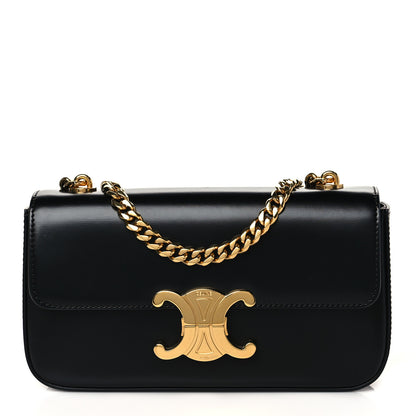 Celine Shiny Calfskin Triomphe Chain Shoulder Bag Black 1 of 8