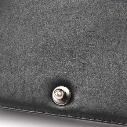 Chanel Calfskin Chevron Quilted Medium Braided Boy Flap Black 11 of 14