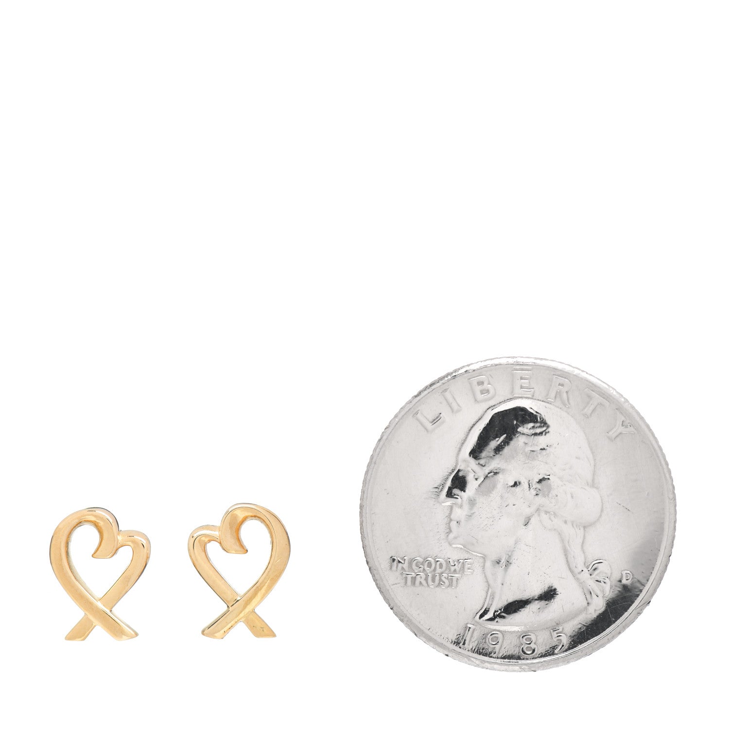 Tiffany 18K Yellow Gold Mini Paloma Picasso Loving Heart Earrings 2 of 4