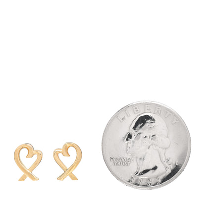 Tiffany 18K Yellow Gold Mini Paloma Picasso Loving Heart Earrings 2 of 4