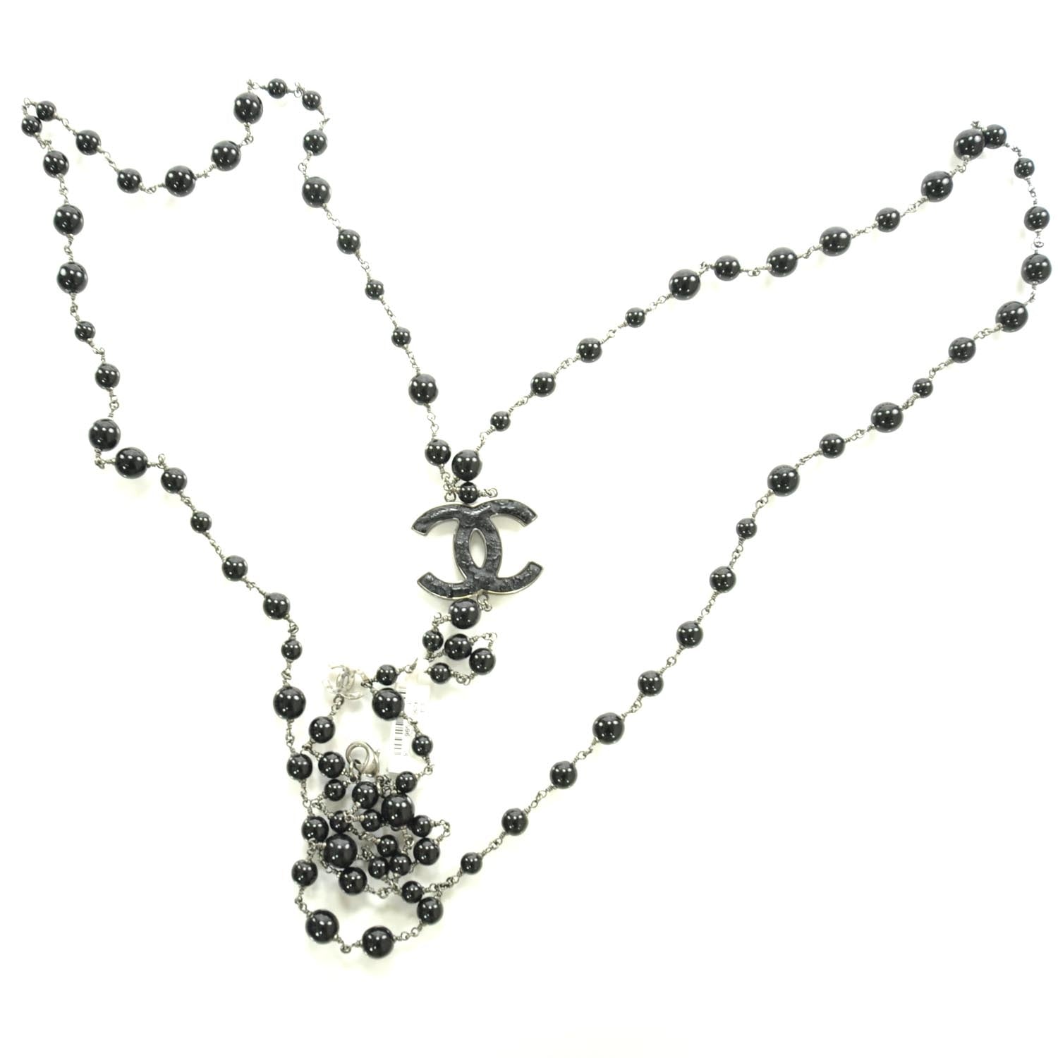 Chanel Long Beaded CC Necklace Black 1 of 4