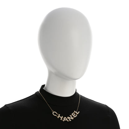 Chanel Metal Crystal 90's Icon Logo Necklace Gold 2 of 6