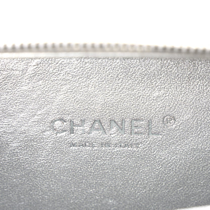 Chanel Metallic Caviar Quilted Small CC Filigree Vanity Case Silver 6 of 10