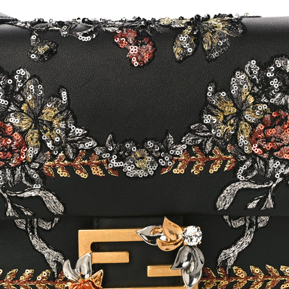 Fendi Calfskin Embroidered Baguette Black 7 of 9