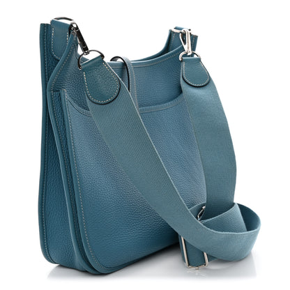 Hermes Taurillon Clemence Evelyne III GM Blue Jean 3 of 14