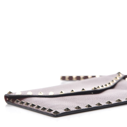 Valentino Garavani Pebbled Calfskin Medium Rockstud Envelope Flat Wristlet Pouch Rubin 7 of 10